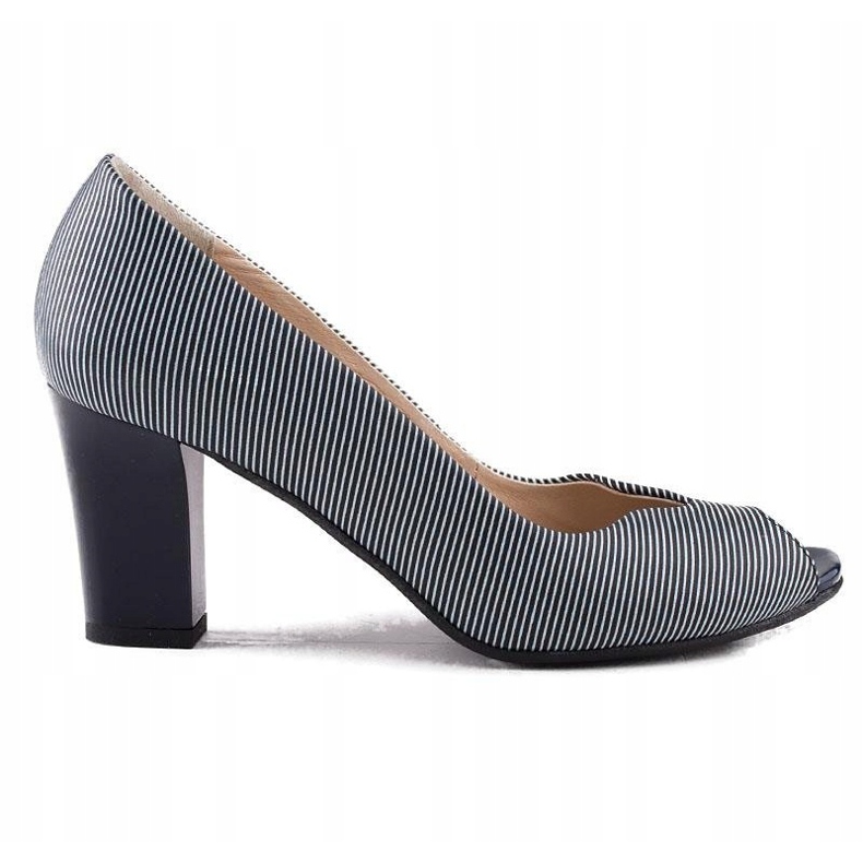 Marco Shoes pumps navy blue leather + white 2