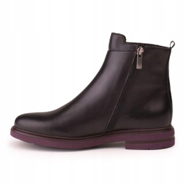 Marco Shoes Light ankle boots with a flat black grain leather bottom with a purple insert 2