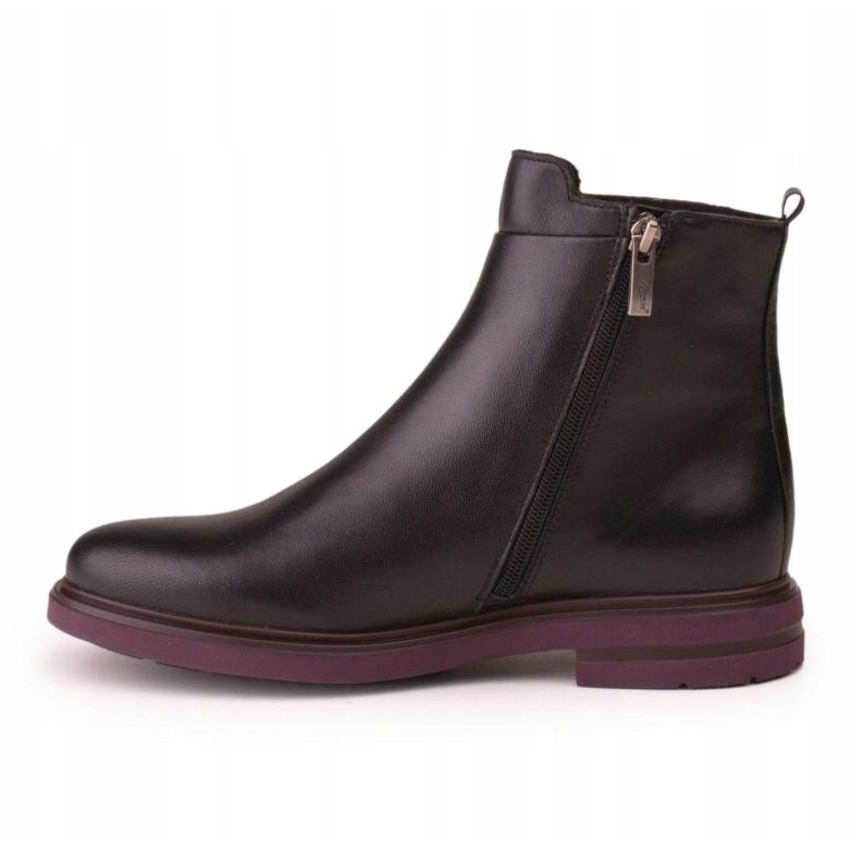 Marco Shoes Light ankle boots with a flat black grain leather bottom with a purple insert 2