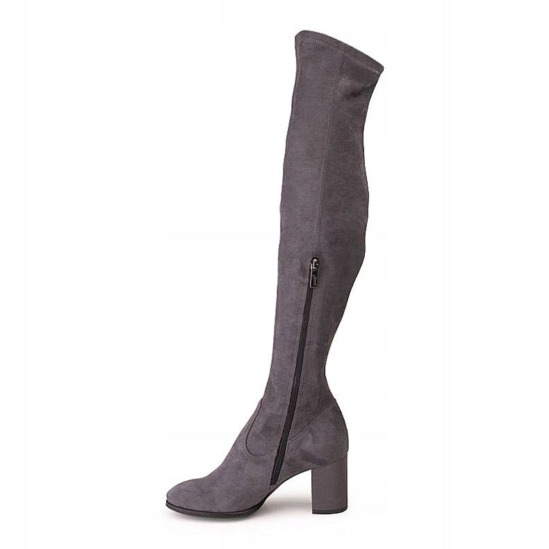 Marco Shoes High and tailored gray women's boots made of stretch grey 2