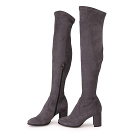 Marco Shoes High and tailored gray women's boots made of stretch grey 4