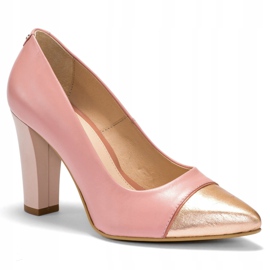 Marco Shoes Pink Marco pumps with a gold toe 1 Marco Shoes Pink Marco pumps with a gold toe 1