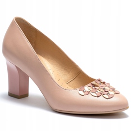 Marco Shoes Pink 1120P pumps with a floral ornament 1 Marco Shoes Pink 1120P pumps with a floral ornament 1