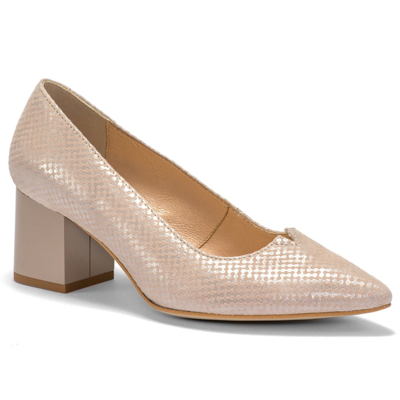 Marco Shoes Beige 1038P shoes with a stable heel 2