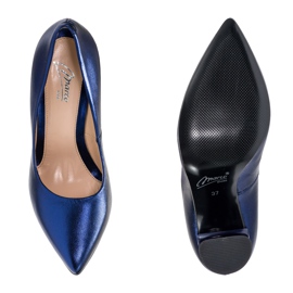 Marco Shoes An elegant navy blue metallic leather pump with a higher heel 1 Marco Shoes An elegant navy blue metallic leather pump with a higher heel 1