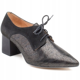 Marco Shoes Black lace-up shoes 1248P made of suede with a pattern 1