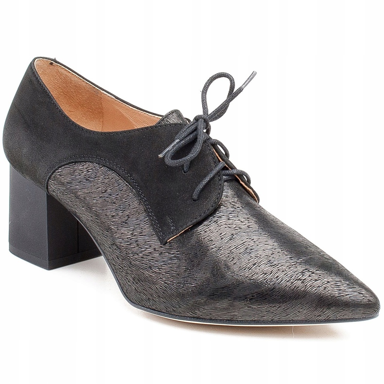 Marco Shoes Black lace-up shoes 1248P made of suede with a pattern 1