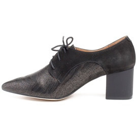 Marco Shoes Black lace-up shoes 1248P made of suede with a pattern 2