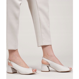 Marco Shoes 1573P white leather sandals with a stable heel 1