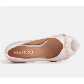 Marco Shoes 1577P white leather pumps with a stable heel 9