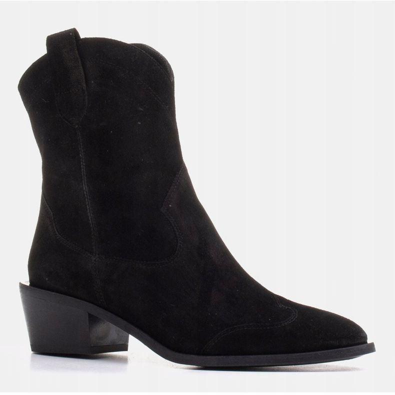 Marco Shoes Black cowboy boots made of natural suede without insulation 1