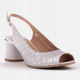 Marco Shoes Elegant women's sandals with a metallic accent silver 1