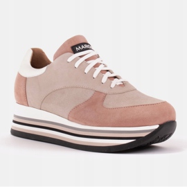 Marco Shoes Sneakers on a thick sole made of natural leather beige 1 Marco Shoes Sneakers on a thick sole made of natural leather beige 1