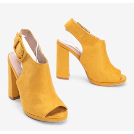 Mustard sandals with a Little Italy shank yellow 1