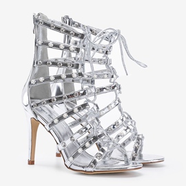 Silver sandals on a stiletto The Twist 1