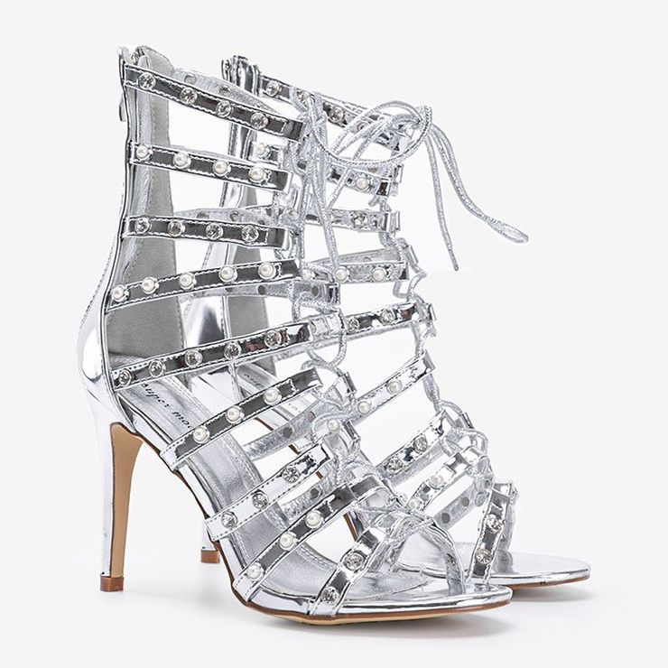 Silver sandals on a stiletto The Twist 1