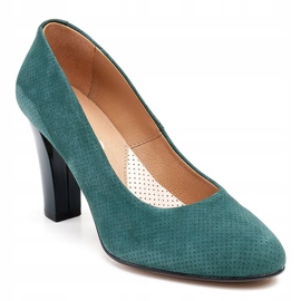 Marco Shoes Green 777P pumps made of unique suede leather with 3D dots 1