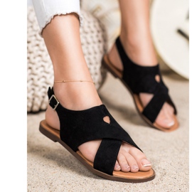 Sergio Leone Flat Black Sandals 2