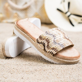 SHELOVET Espadrilles Slippers On The Platform beige brown 1