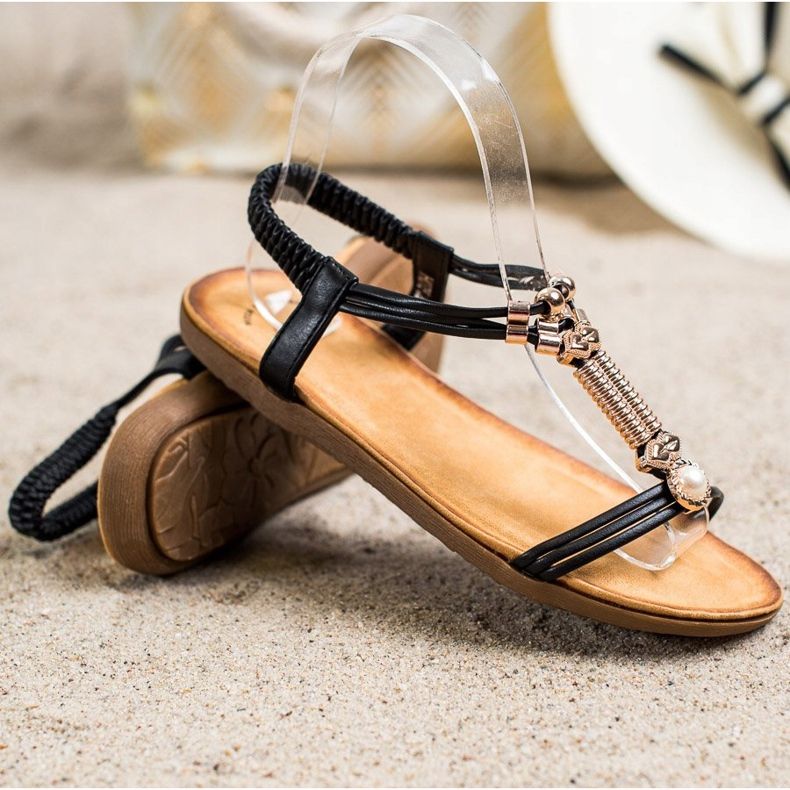 SHELOVET Elegant sandals with an elastic band black 1