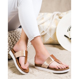 Cm Paris Comfortable Eco Leather Flip-Flops brown golden 1