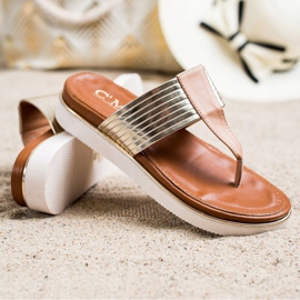 Cm Paris Comfortable Eco Leather Flip-Flops beige golden 1 Cm Paris Comfortable Eco Leather Flip-Flops beige golden 1