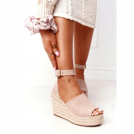 MSMG Beige Makenna Wedge Sandals With Braids 1