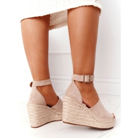 MSMG Beige Makenna Wedge Sandals With Braids 5