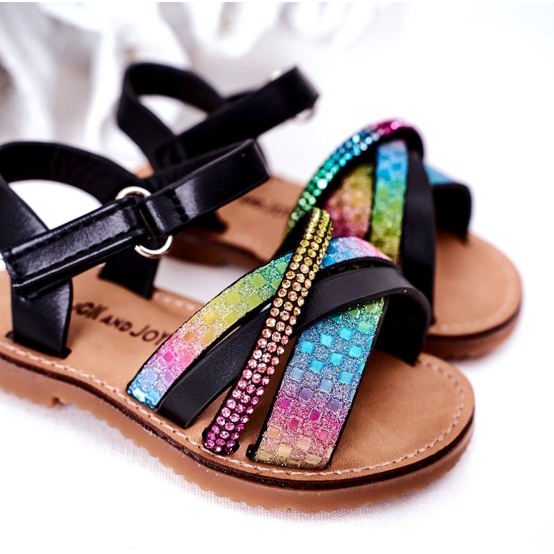FR1 Children's Sandals With Sequins Black Becky blue pink green 4 FR1 Children's Sandals With Sequins Black Becky blue pink green 4