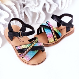 FR1 Children's Sandals With Sequins Black Becky blue pink green 3 FR1 Children's Sandals With Sequins Black Becky blue pink green 3
