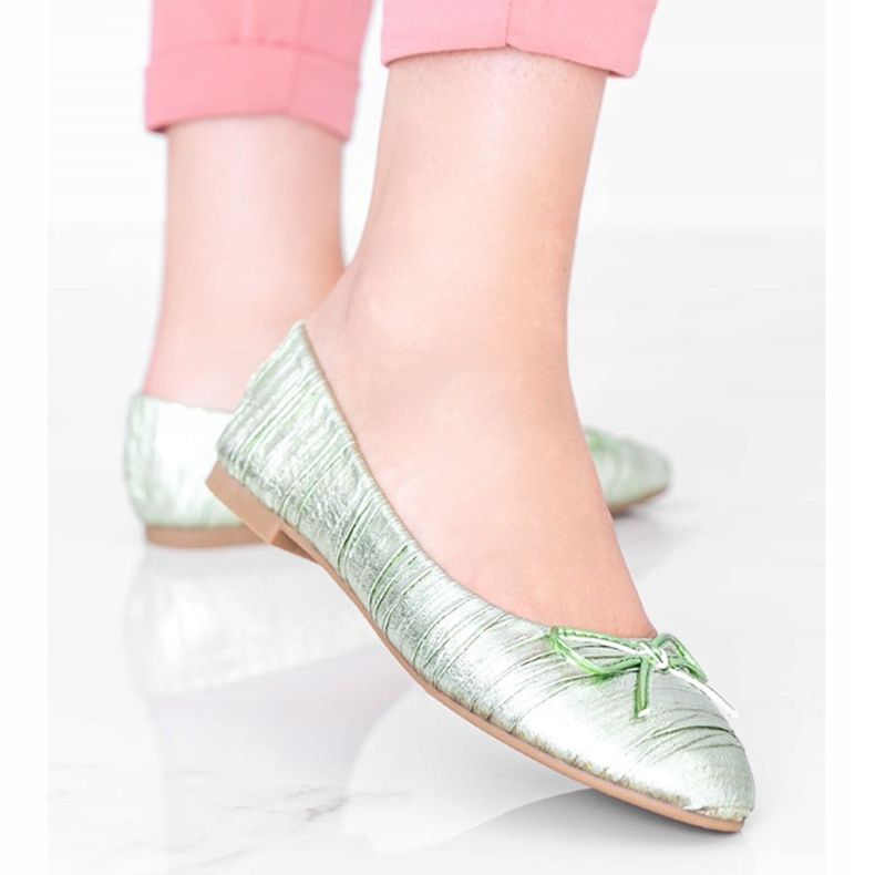 Green shiny women's Ayris ballerinas 1