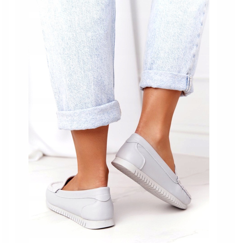 Women's Leather Loafers S.Barski 97630 Gray grey 2