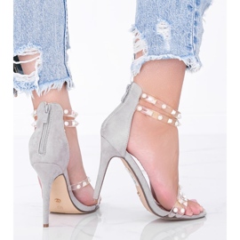 Gray sandals on a Mao heel grey 1