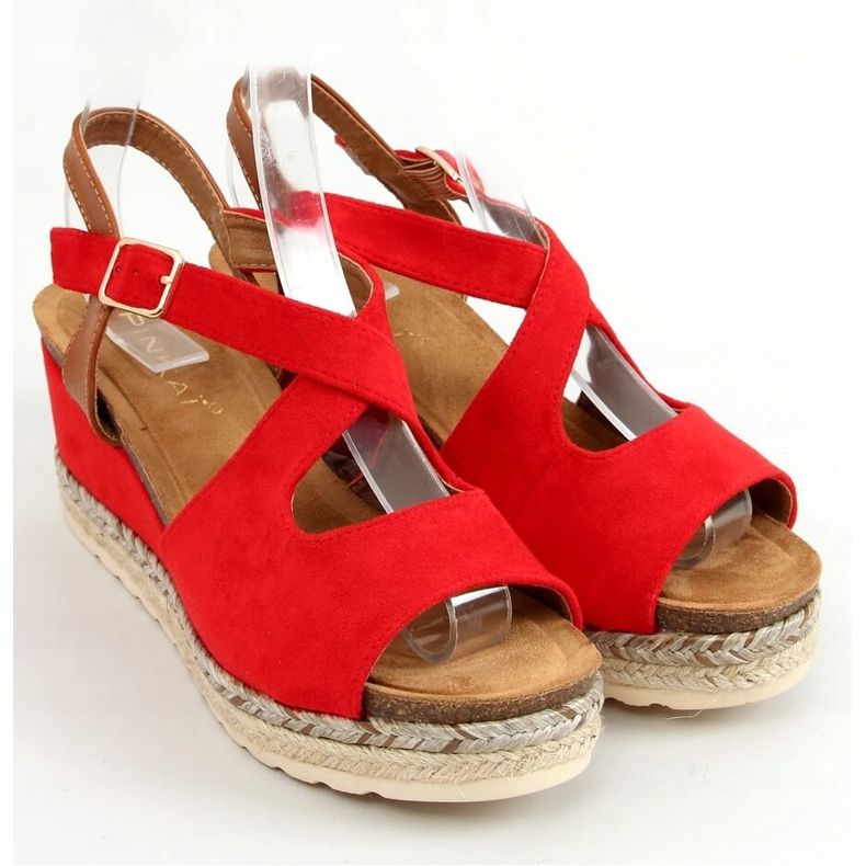 Red YL90 Red espadrilles on wedges 1