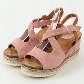 Pink espadrilles on wedges pink YL90 Pink 1