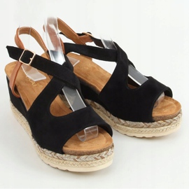 Black Espadrilles on wedges YL90 Black 1