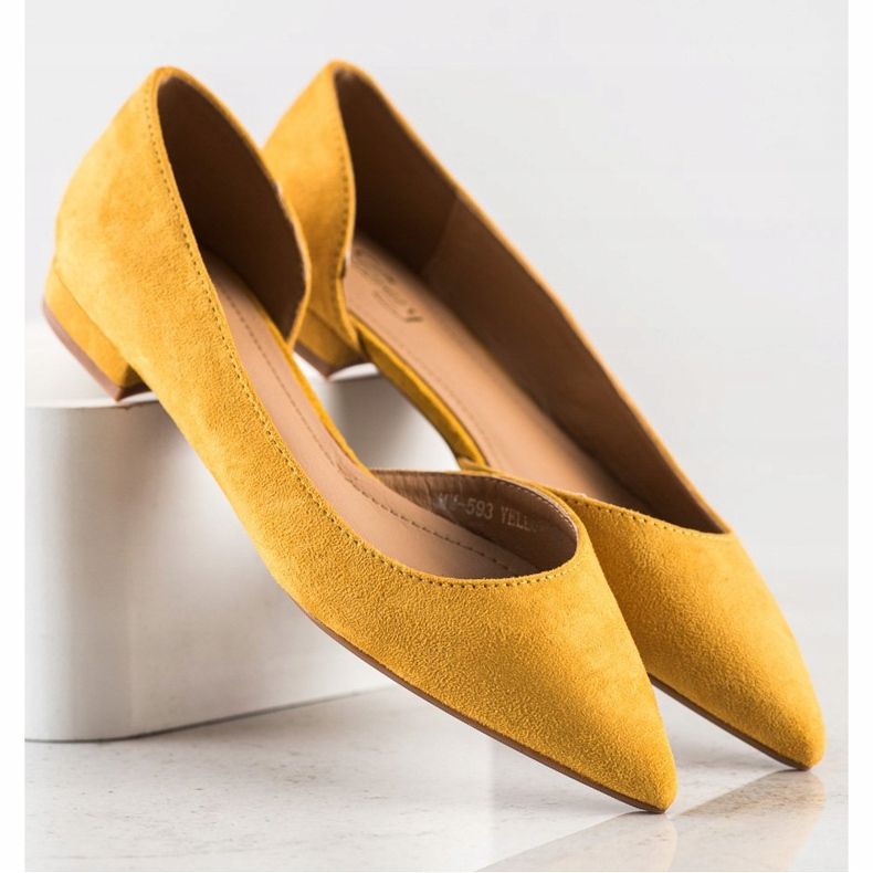 Lovery Suede Ballerinas With A Cut Out yellow 1