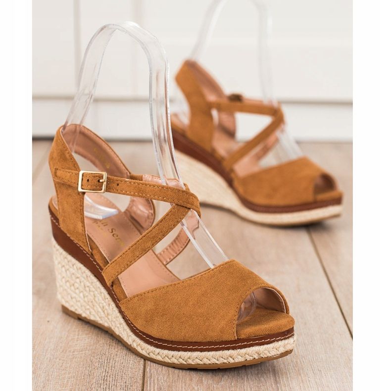 Sixth Sense Brown Sandals On A Wedge 1
