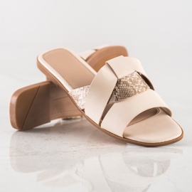 SHELOVET Slippers With Snake Print Insert beige 1