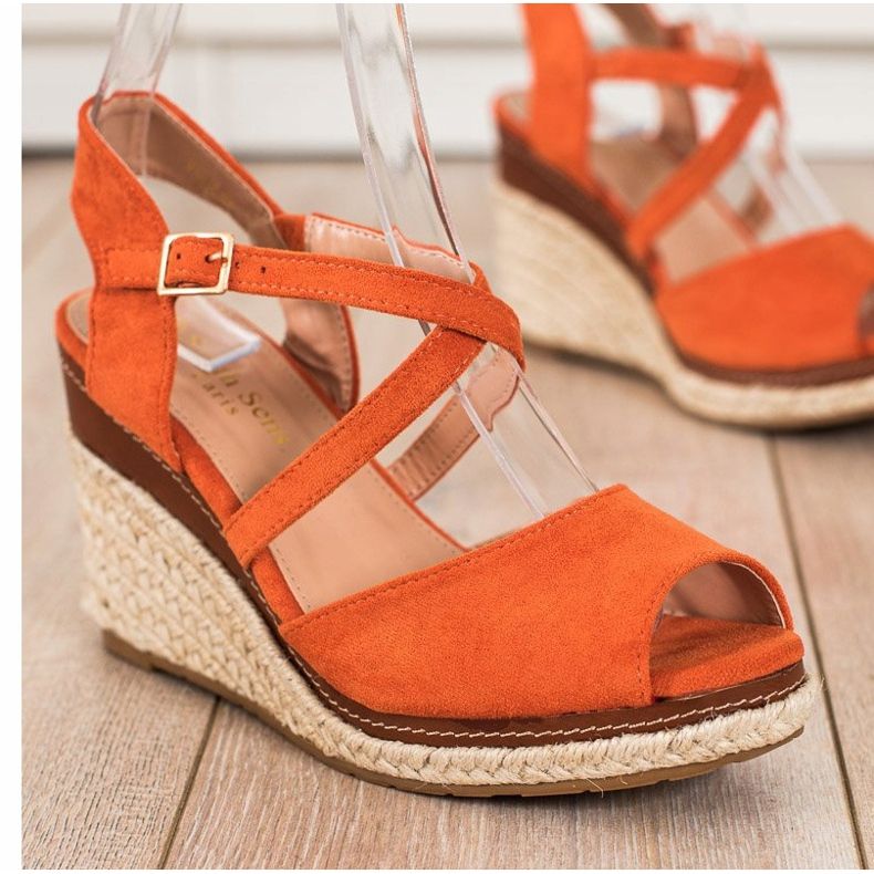 Sixth Sense Orange Sandals On A Wedge 1