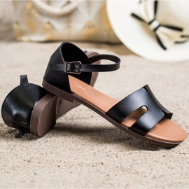 Ideal Shoes Classic Sandals Made Of Eco Leather black 1 Ideal Shoes Classic Sandals Made Of Eco Leather black 1