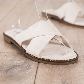 Ideal Shoes Elegant Suede Slippers beige 1