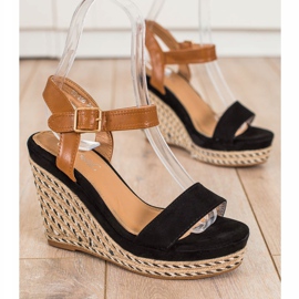 SHELOVET Espadrilles On Wedge Sandals black 1