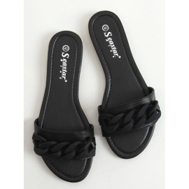 Black Slippers with a chain black CK205P Black 1