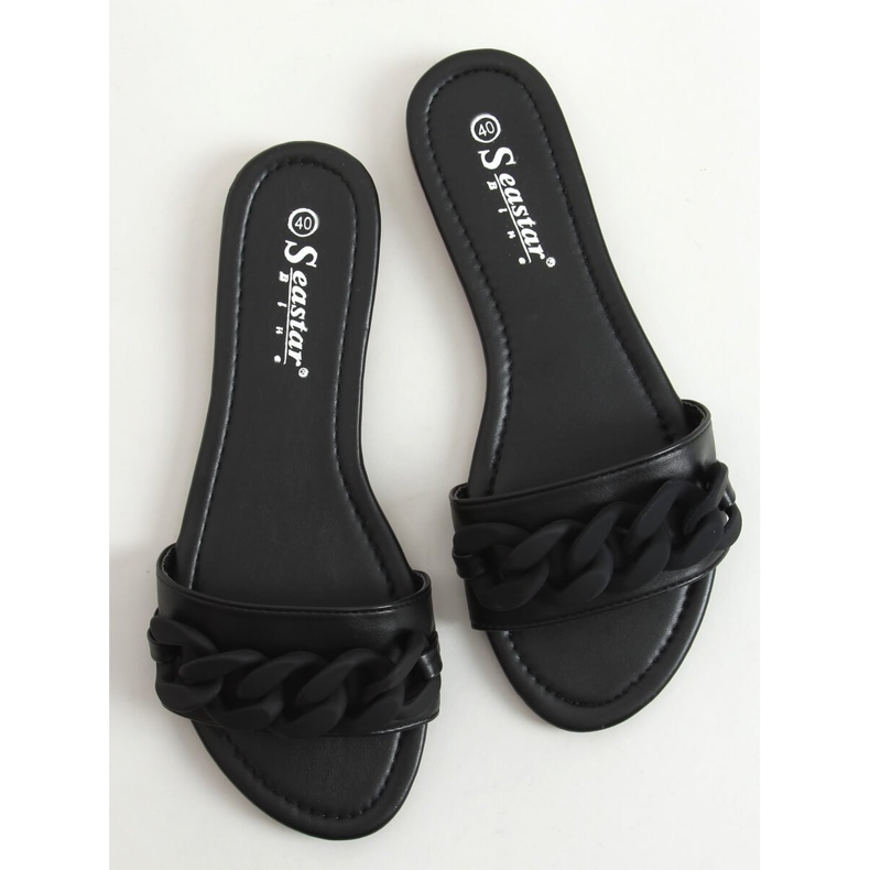 Black Slippers with a chain black CK205P Black 1