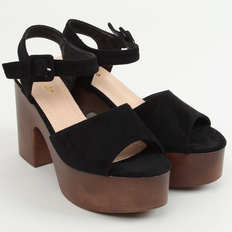 Black sandals clogs F8201 Black 1