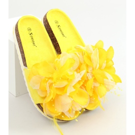 Cork slippers with flowers yellow CK113P Yellow 1