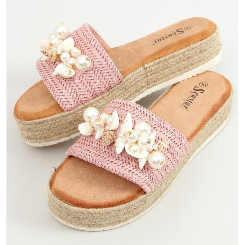 Slippers espadrilles with pink shells CK117P Pink 1