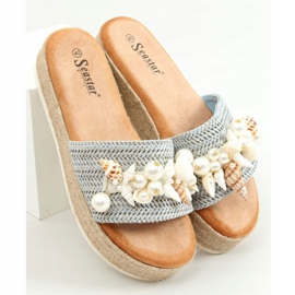 Blue espadrilles with shells CK117P Blue 1