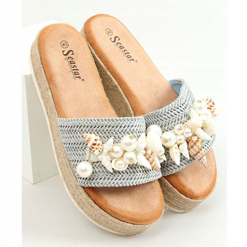 Blue espadrilles with shells CK117P Blue 1